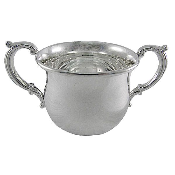 Empire Double Handle Pot Belly Sterling Baby Cup at Silver Superstore