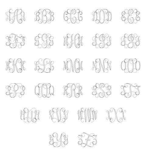 a-z monograms written in style 356