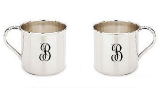 Image of two baby cups with the engraving options for Handle Left or Handle Right.