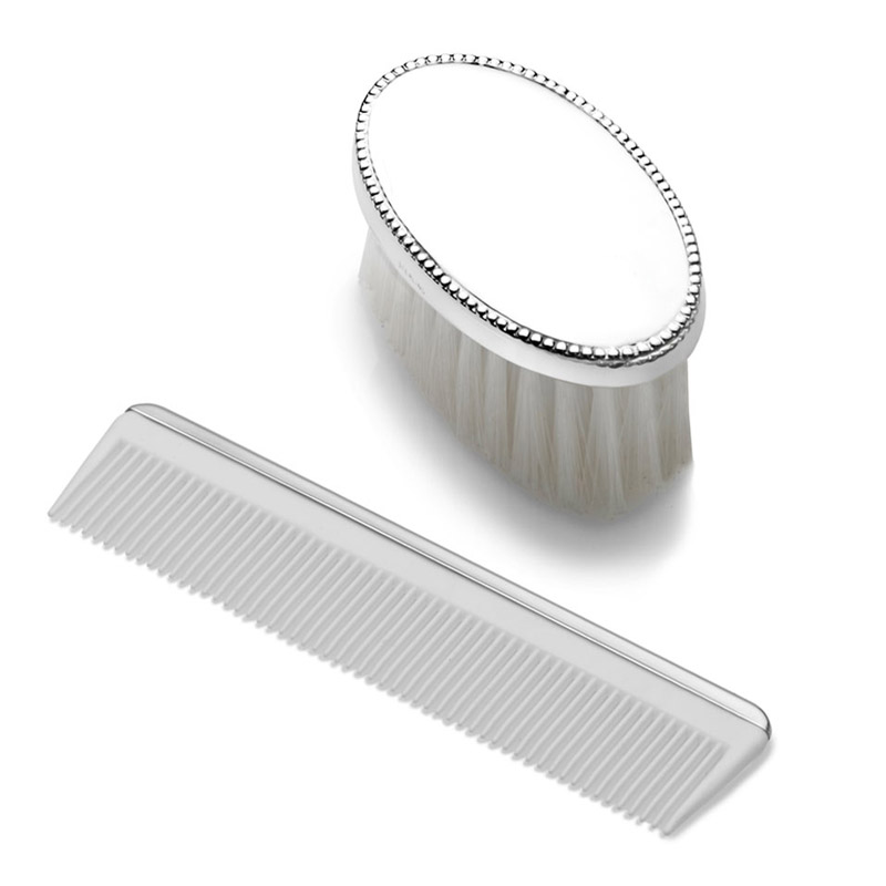 Oval w/ Bead Border Sterling Boys Brush Set