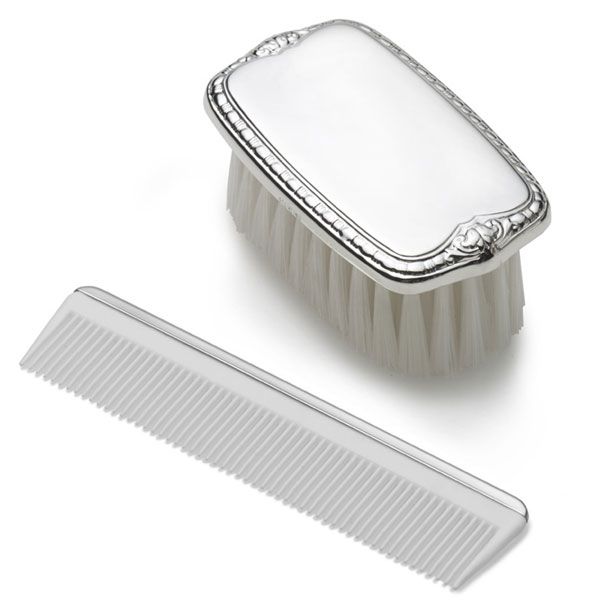 Plain Military Style Comb Brush Set, Boys Pewter Empire