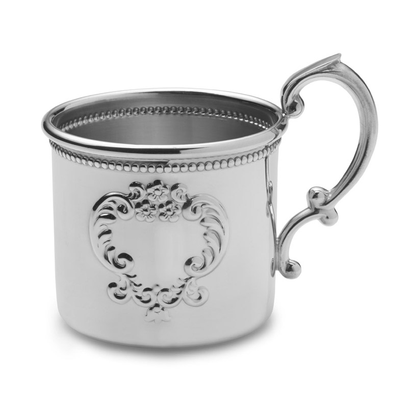 Beaded Embossed Baby Cup Empire Pewter