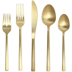 A photo of Arezzo Brushed Gold 5pc Place Setting