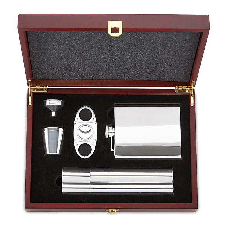 5pc Flask and Cigar Set