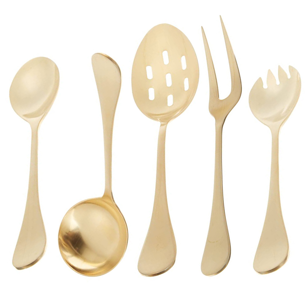 Rocco Gold Matte 5pc Serving Set