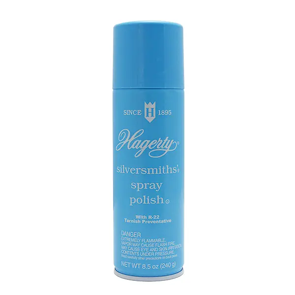 Blue can of hagerty silversmiths spray polish