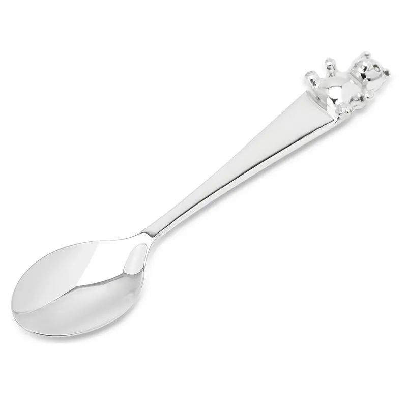 Sterling silver feeding spoon with bear on top