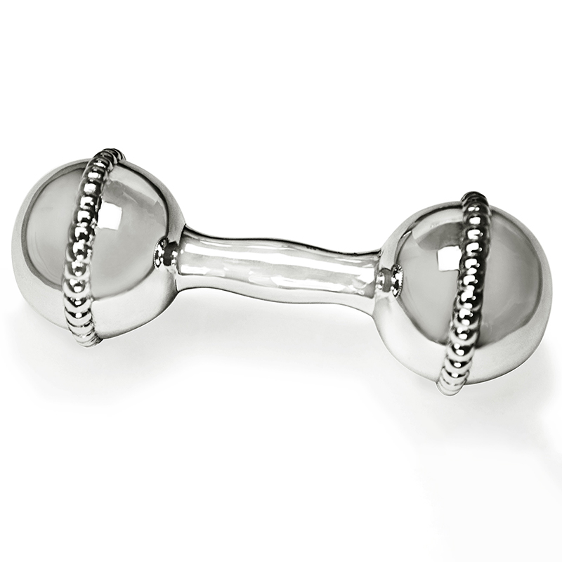 Tiny Tot Dumbbell Rattle, Sterling