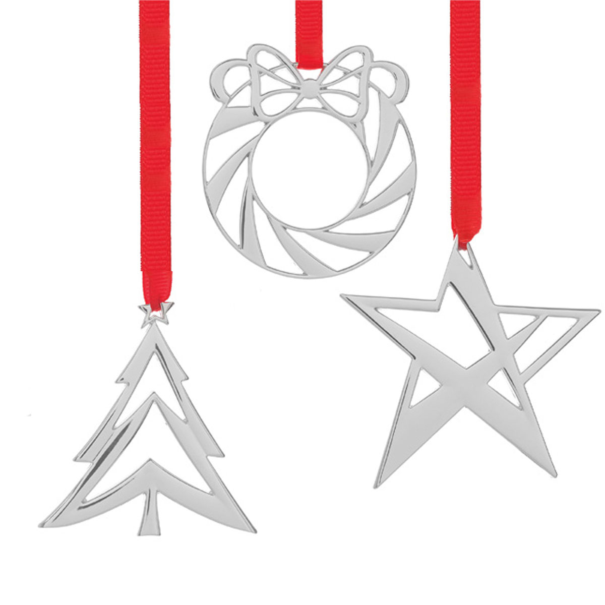 Mini Ornament Set, Star, Wreath, and Tree