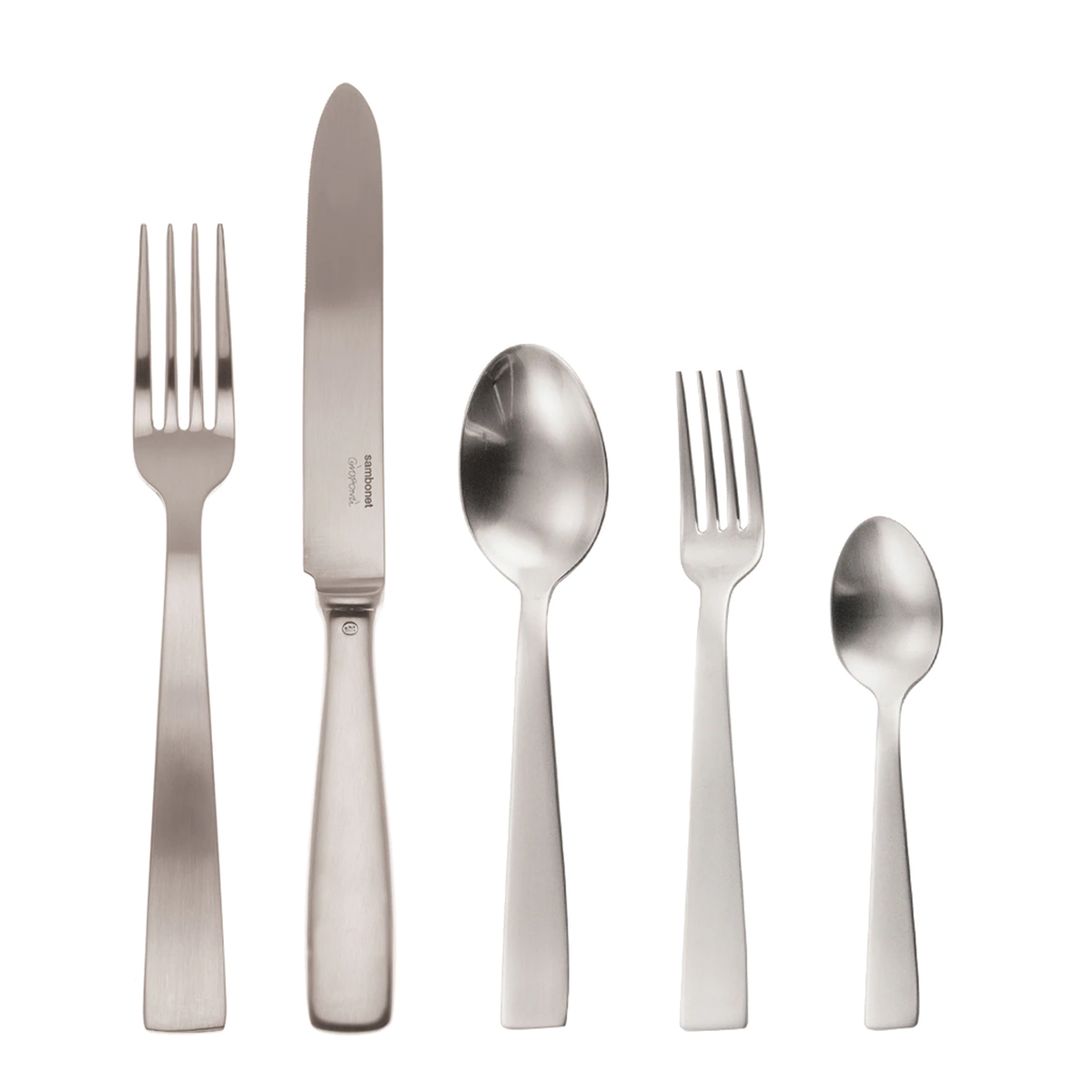 Gio Ponti Matte 5pc Place Setting, Solid Handle