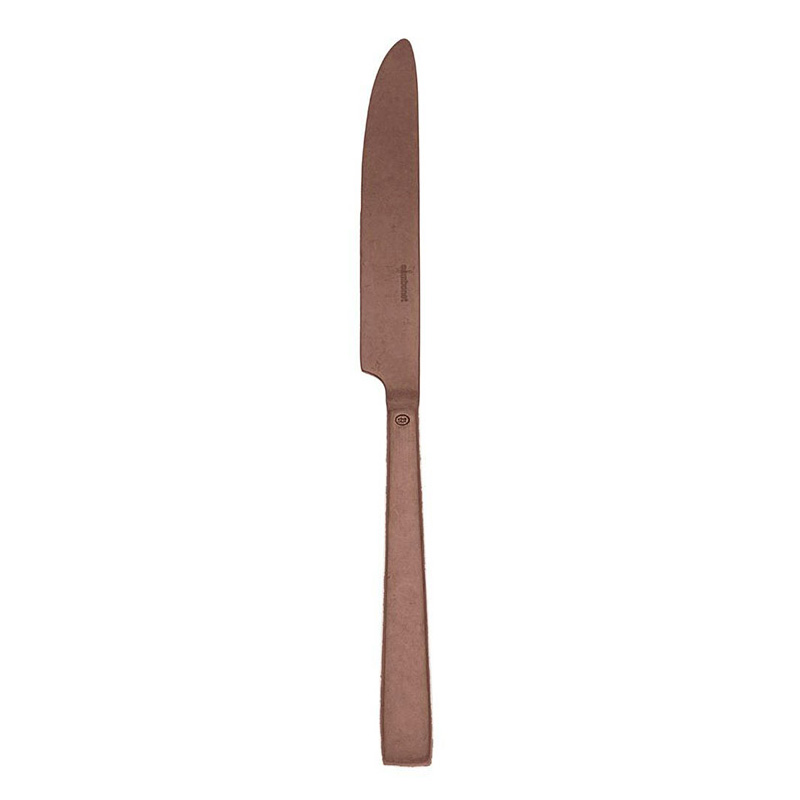 Flat Copper Vintage Table Knife, Solid Handle