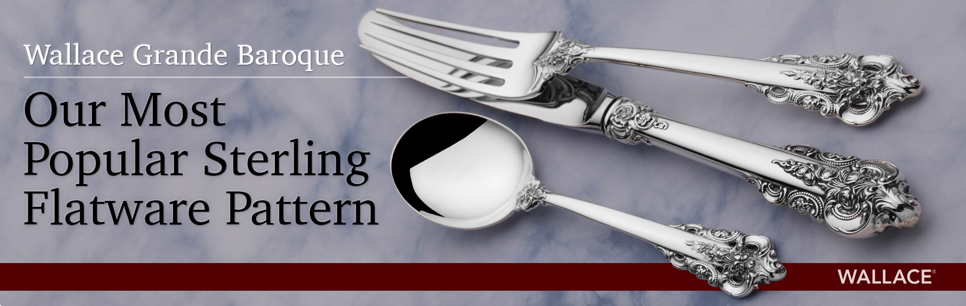 Sterling Fork, Knife, and Spoon on marble background