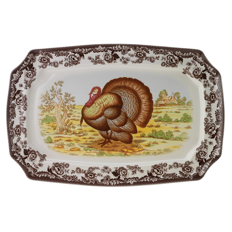 Woodland Turkey Rectangular Platter, 17.5in.