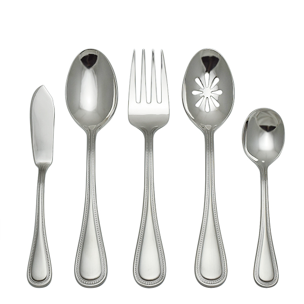 Towle Beaded Antique Stainless Steel 5pc Serving Set | silversuperstore.com