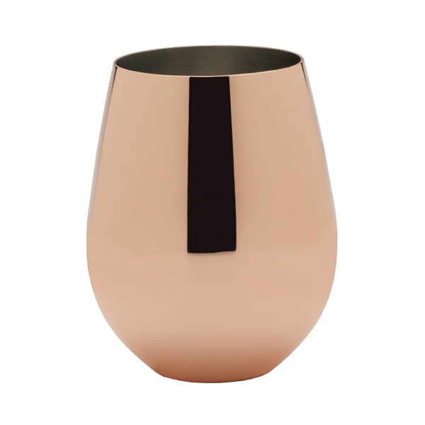 Copper Plated Stemless Goblet, 18oz