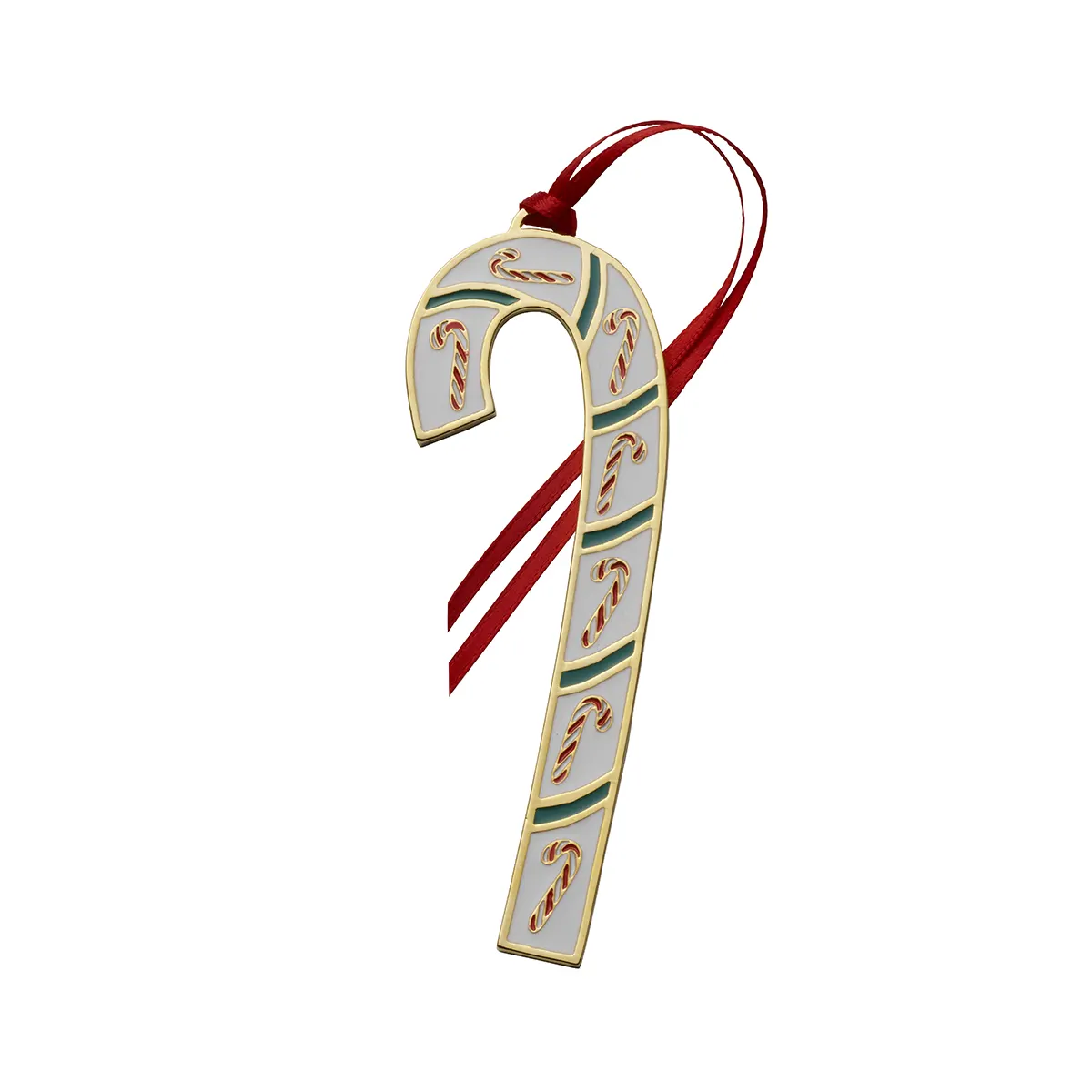 Red, white, and green candy cane ornament