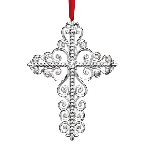 2014 Lenox Gemmed Filigree Cross Silver Ornament | Silver Superstore